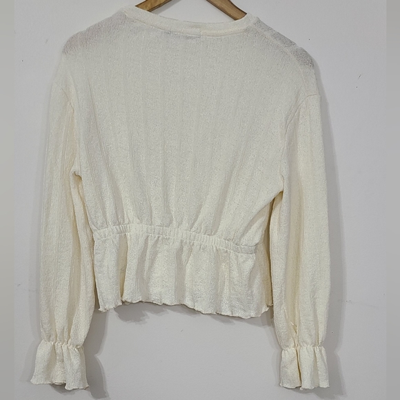 BIKBOK Cream Sweater With Bell Sleeve and Elastic Waist Bell Bottom Size Small - Picture 6 of 9